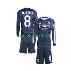 Maillot de Foot Real Madrid Valverde 8 Extérieur 2025-26 Manches Longues - Enfant